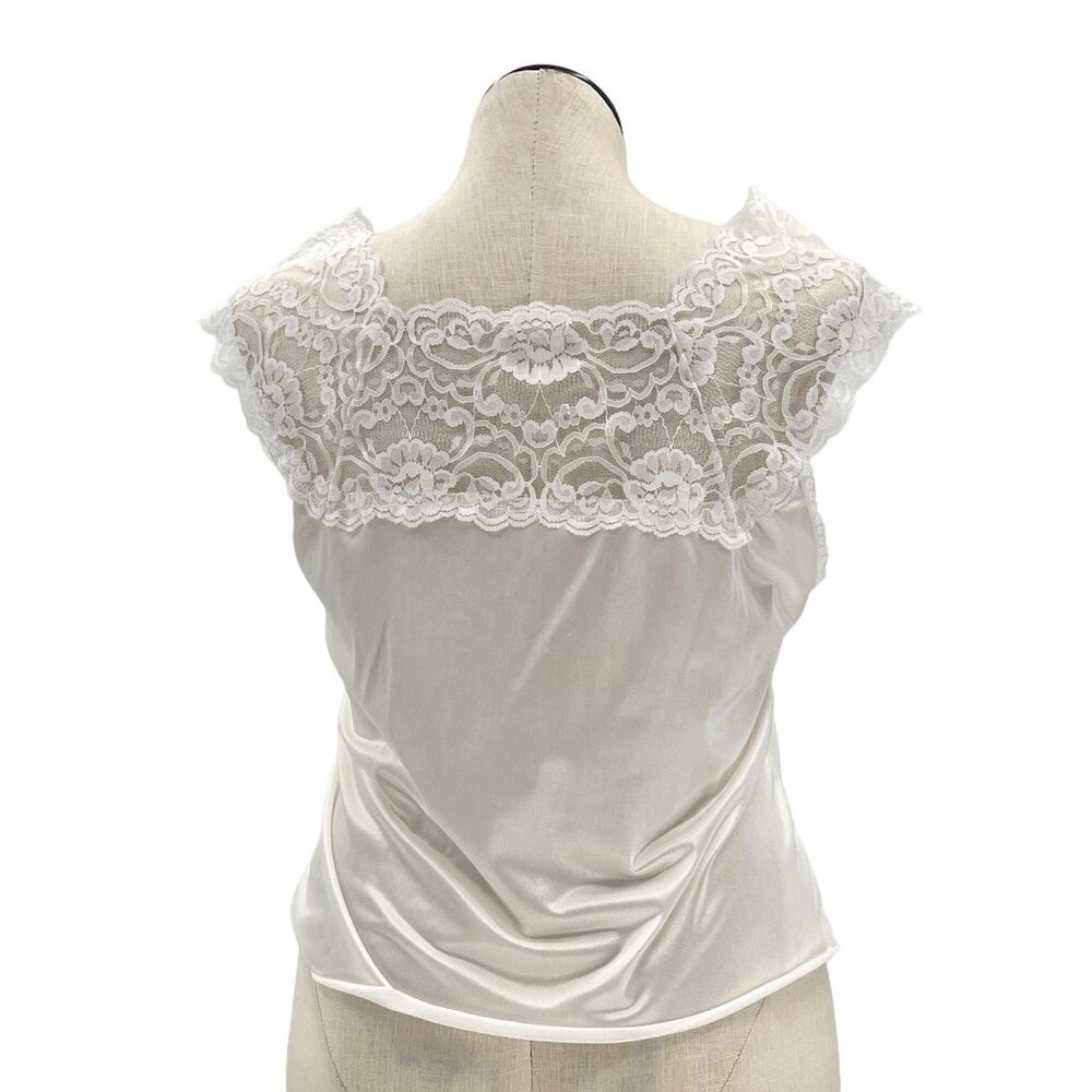 Vintage 80s 90s White Lace V-Neck Cami Slip Top Size 1X - Picture 6 of 11
